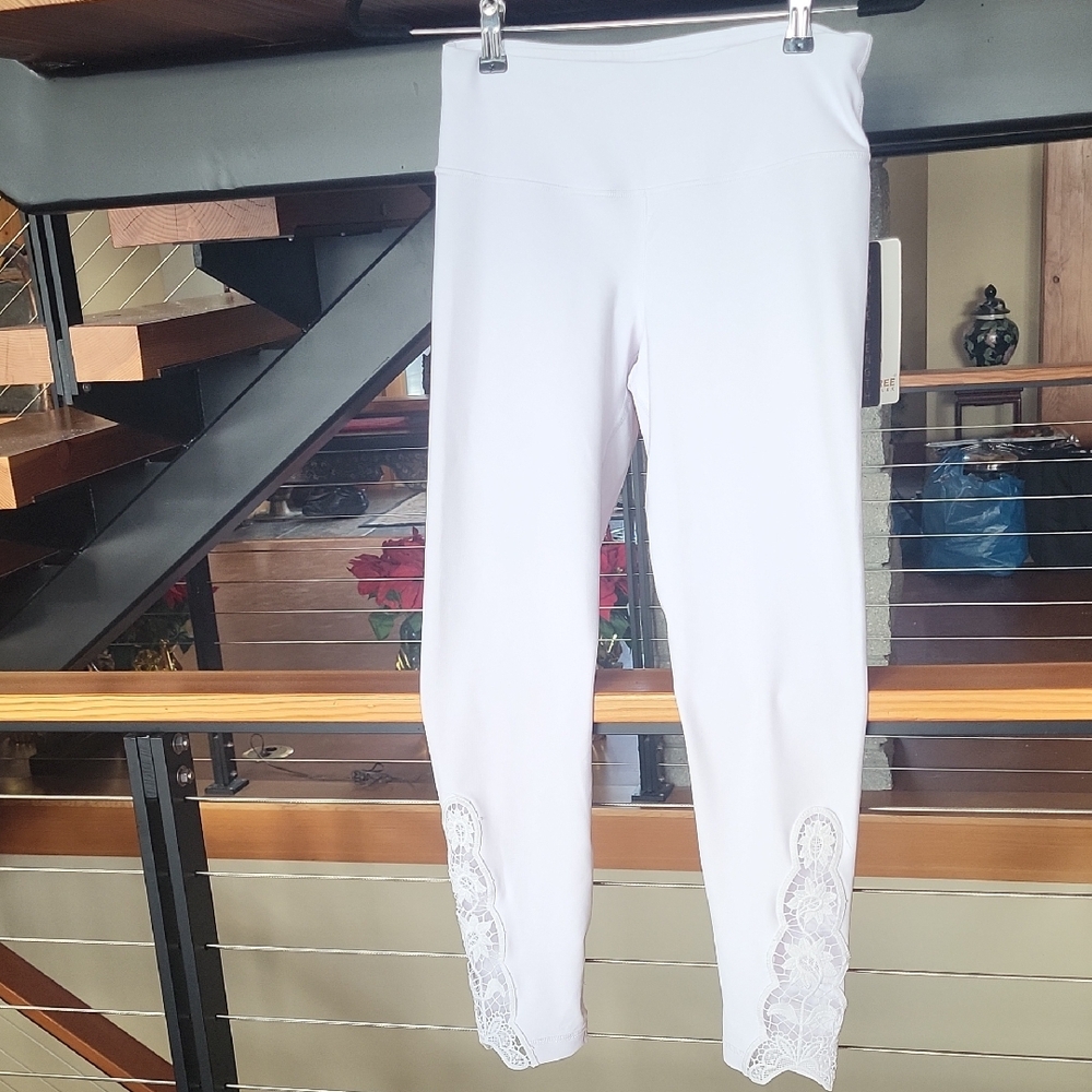 90 Degree By Reflex White Leggings with Lace Accent